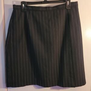 Geoffrey Beene Wool Pinstripe A Line Skirt Size 14 Black White Career Church